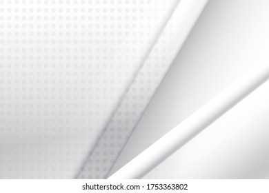 Resumen del fondo geométrico de color blanco y gris con efecto de medio tono. Vector, ilustración.