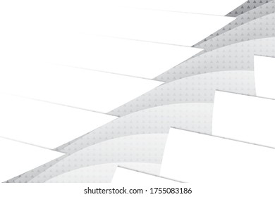 Resumen del fondo geométrico de color blanco y gris con efecto de medio tono. Vector, ilustración.