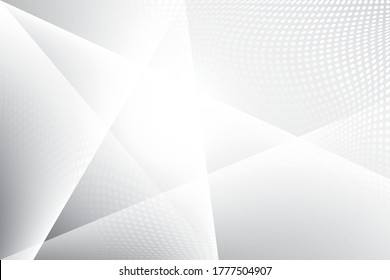 Resumen del fondo geométrico de color blanco y gris con efecto de medio tono. Vector, ilustración.