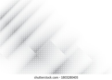 Resumen del fondo geométrico de color blanco y gris con efecto de medio tono. Vector, ilustración.