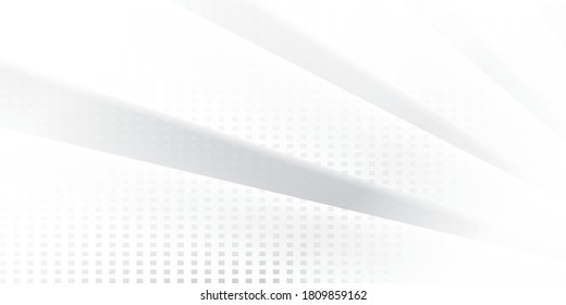 Abstract geometric white and gray color background with halftone effect. Vector, illustration.