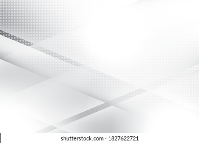 Abstract geometric white and gray color background with halftone effect. Vector, illustration.