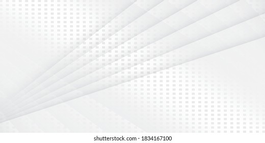 Abstract geometric white and gray color background with halftone effect. Vector, illustration.