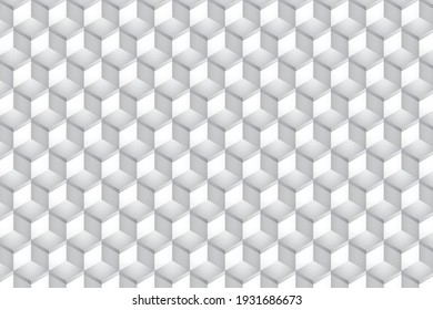 Abstract geometric white and gray color background, 3d block pattern. Vector illustration.