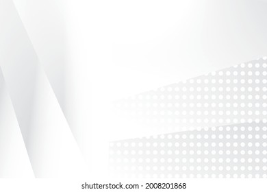 Resumen de color geométrico blanco y gris, fondo de diseño moderno con forma geométrica y efecto de semitono. Ilustración vectorial.