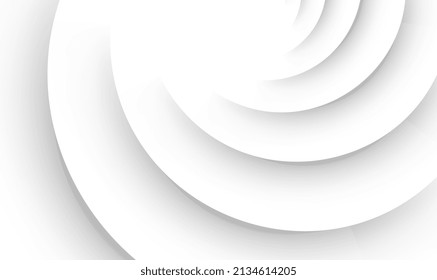 Abstract Geometric White And Gray Color Background With Shadow. Abstract Ripple Effect On White Background. Circle Shape With Shadow In Paper Cut Style. White 3D Wave Overlapping With Shadow. Vector