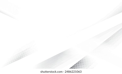 Abstractas fondo geométrico de color blanco y gris con efecto de semitono, patrón de puntos. Ilustración vectorial.