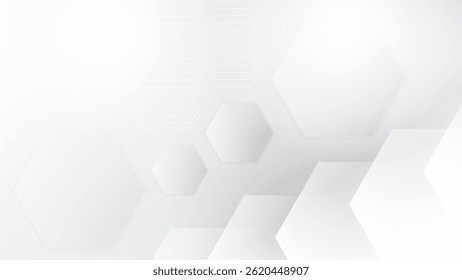 Abstrakte geometrische weiße und graue Farbe, modernes Design Streifen Hintergrund mit sechseckigen Muster und geraden Linien. Vektorgrafik.