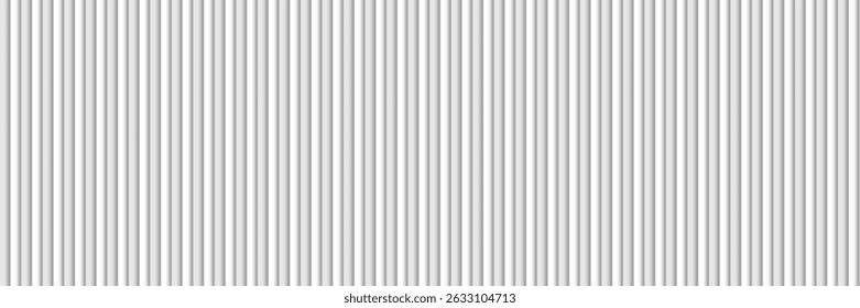 Abstract geometric white and gray color, modern design stripes background with vertical straight lines, metal sheet pattern. Vector illustration.