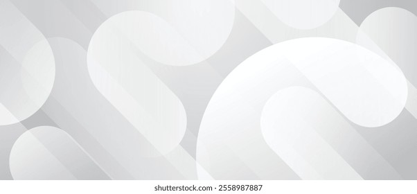 Abstract geometric white and gray on light silver gradient background. White Modern banner design.