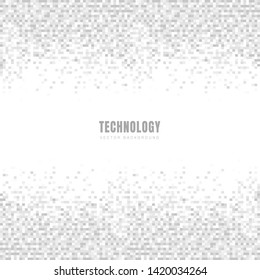Abstract geometric white and gray squares pattern background and texture with space for text. Technology style. Mosaic grid. Vector illustration