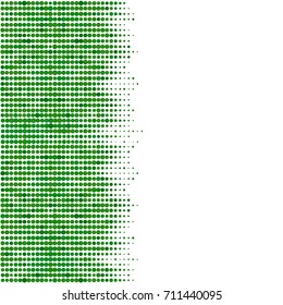 Abstract geometric white green background with halftone effect. Mesh of random circles. Different size dots.