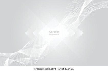 Abstract  geometric white Line, Wave Designed On Gray Background With Sample Text Area