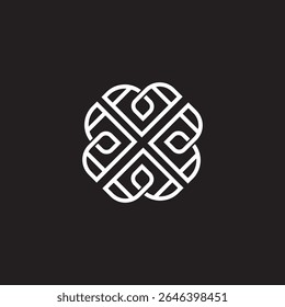 Abstract Geometric White Lines Knotted Design, Modern Minimalist Logo