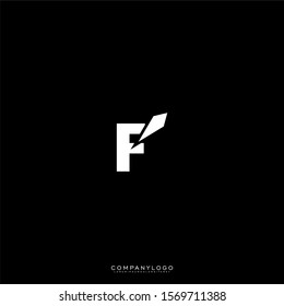 abstract geometric white monogram F logotype isolated on black background design concept.