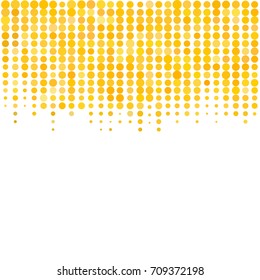 Abstract geometric white orange  background with halftone effect. Mesh of random circles. Different size dots.