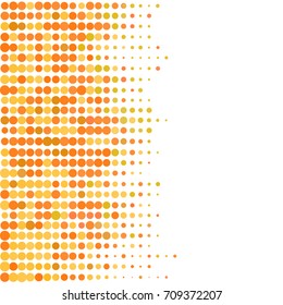 Abstract geometric white orange  background with halftone effect. Mesh of random circles. Different size dots.