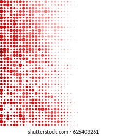 Abstract geometric white red background with halftone effect. Mesh of random circles. Different size dots.