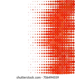 Abstract geometric white red background with halftone effect. Mesh of random circles. Different size dots.