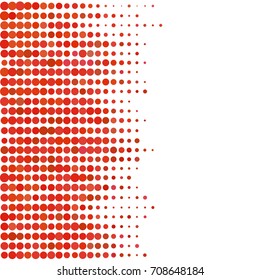 Abstract geometric white red background with halftone effect. Mesh of random circles. Different size dots.