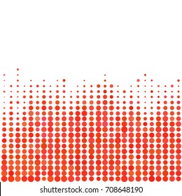 Abstract geometric white red background with halftone effect. Mesh of random circles. Different size dots.