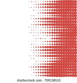 Abstract geometric white red background with halftone effect. Mesh of random circles. Different size dots.