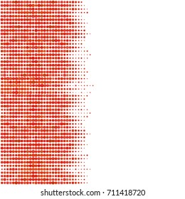 Abstract geometric white red background with halftone effect. Mesh of random circles. Different size dots.