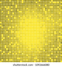 Abstract geometric white yellow background. 
Yellow circles or dots on white space. Random color. Shades of yellow. Digital style.