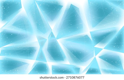 Vista superior geométrica Abstractas del fondo azul hielo agrietado del invierno. Agua congelada. Ilustración vectorial.
