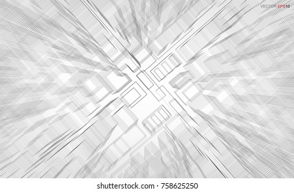 Abstract geometric wireframe background of urban building. Abstract blueprint 3D rendering for template design. Vector illustration.
