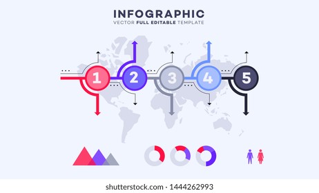 Abstract Geometric World Map. Most Popular Infographic Elements. Vector Collection. All Charts With Editable Strokes.