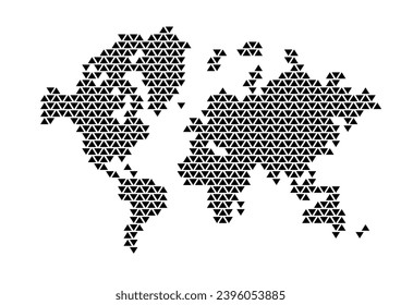 Mapa del mundo geométrico abstracto. Diseño creativo vectorial. Formas triangulares. Negro sobre blanco.