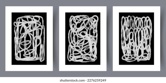 Abstract geometric wriggling stripes wall art print. Printable minimal abstract poster. Wall artwork for interior design. Contemporary decorative background. 