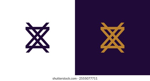 Abstract Geometric X Logo Design on Contrast Background in Minimalist Style