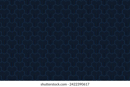 Abstract geometric Y illusion blue color graphic design print pattern