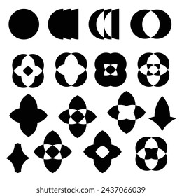 Abstract geometric Y2K shapes. Abstract basic geometric vector shapes collection. Design elements