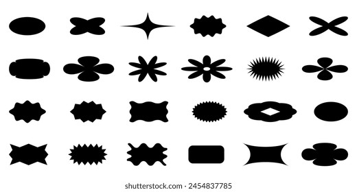 Abstract geometric y2k shapes and icons. Brutalist retro contemporary figure and primitive elements. Bauhaus vector memphis design.