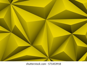 Abstract geometric yellow background. Folded paper in shape triangle.