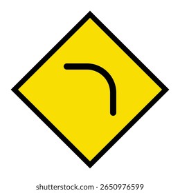Abstract geometric yellow bend to left road traffic signal icon design 