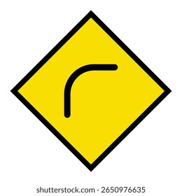 Abstract geometric yellow bend to right road traffic signal icon design 