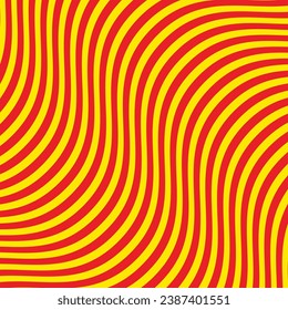 patrón abstracto de línea de onda diagonal geométrica amarilla con fondo rojo.