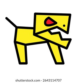 abstract geometric yellow dog cartoon icon vector
