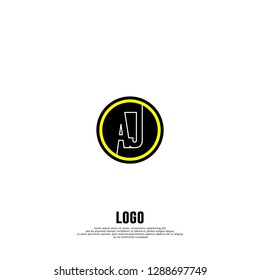 abstract geometric yellow elegant circle AJ logo letters design concept