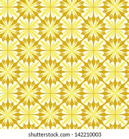 Abstract geometric yellow flowers. Seamless vector pattern.