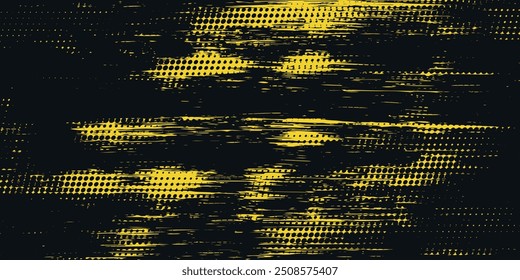 abstrakte geometrische gelbe Rahmen Grunge Textur mit Halbtonmuster Design auf schwarzem Hintergrund eps 10