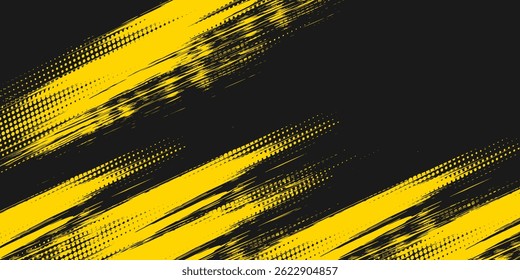 Textura Grunge Quadro Amarelo Geométrico Abstrato Com Design De Padrão De Meio-Tom Em Fundo Preto