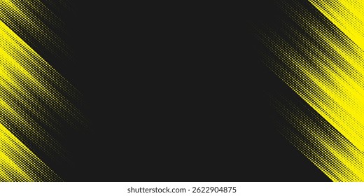 Textura Grunge Quadro Amarelo Geométrico Abstrato Com Design De Padrão De Meio-Tom Em Fundo Preto