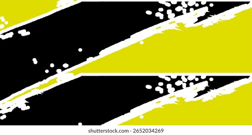 Abstract Geometric Yellow Frame Grunge Texture With Halftone Pattern Design In Black Background