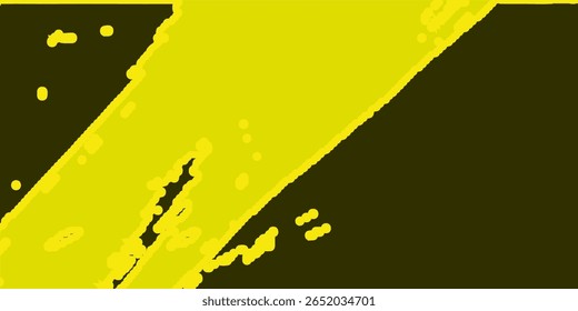 Abstract Geometric Yellow Frame Grunge Texture With Halftone Pattern Design In Black Background