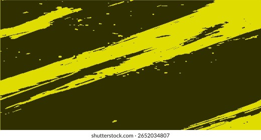 Abstract Geometric Yellow Frame Grunge Texture With Halftone Pattern Design In Black Background